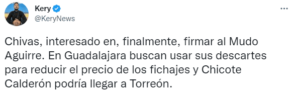 Interesa en Chivas el Mudo Aguirre. (@KeryNews)