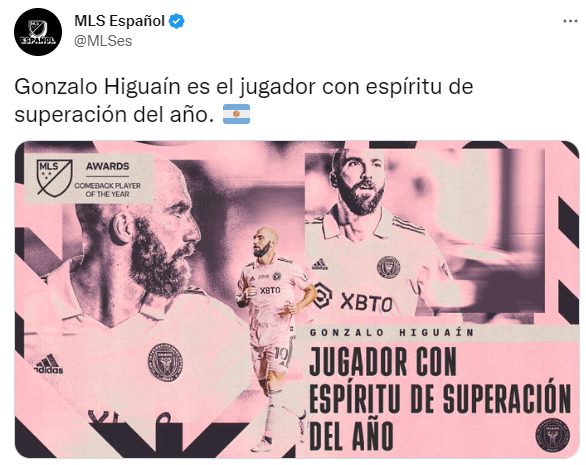 Higuaín ganó un nuevo premio en la MLS.