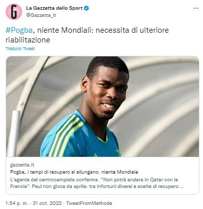 Fuente: Twitter La Gazzetta dello Sport (@Gazzetta_it)