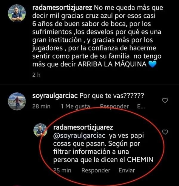 Cruz Azul echó a su masajista. (@radamezortizjuarez)