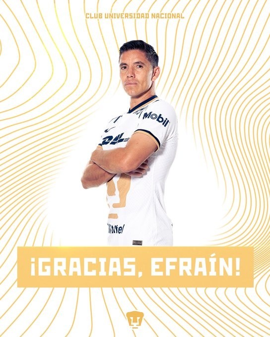 Efraín Velarde dejó de ser jugador de Pumas. @PumasMX