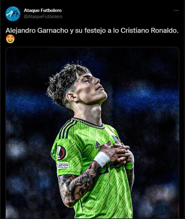 El festejo de Garnacho, que imita a CR7