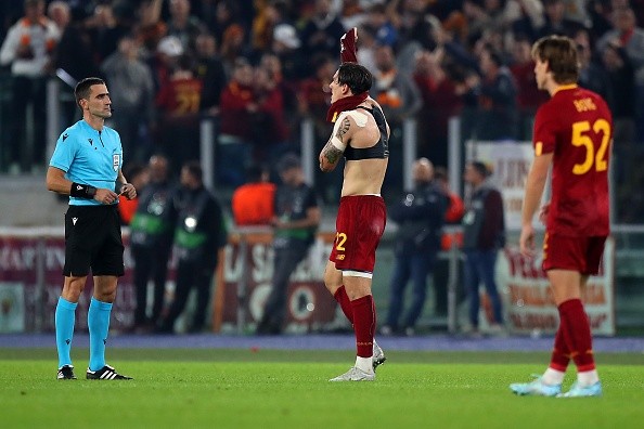 Festejo de Zaniolo. Getty.