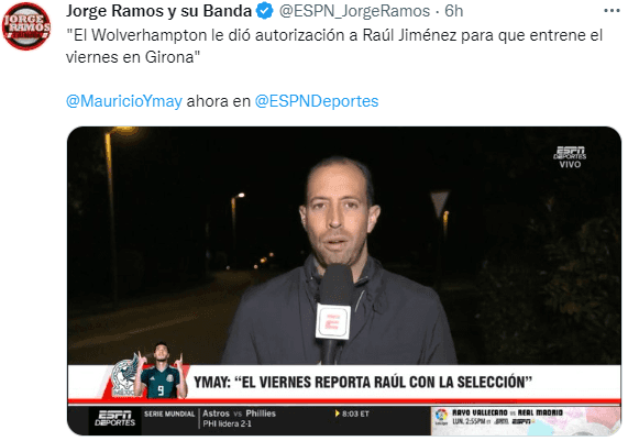 &quot;El viernes reporta Raúl con la Selección&quot;. (@ESPN_JorgeRamos)