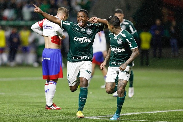 Endrick en su más reciente gol con Palmeiras. Getty.