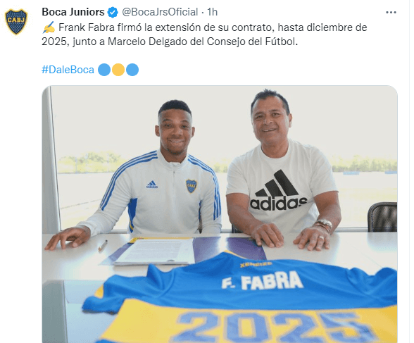 Fabra renovó su contrato con Boca.