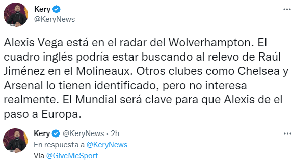 Interés desde Inglaterra por Alexis Vega. (@KeryNews)
