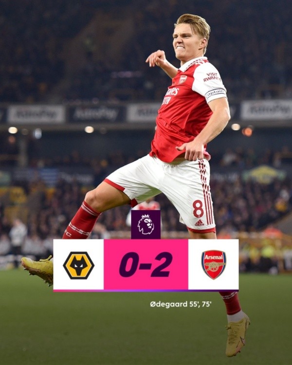 Odegaard en festejo de gol. Getty.