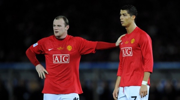 Rooney y Cristiano, en Manchester United en diciembre de 2008 (Getty Images)