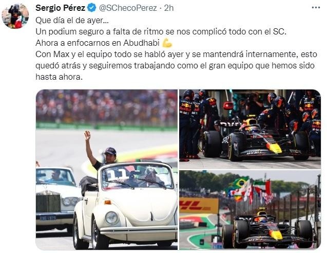 El posteo de Checo tras el GP de Brasil.