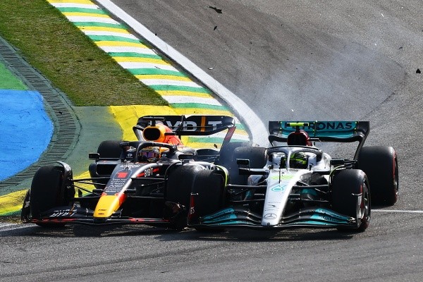 Max Verstappen y Lewis Hamilton, en el GP de Brasil (Getty Images)