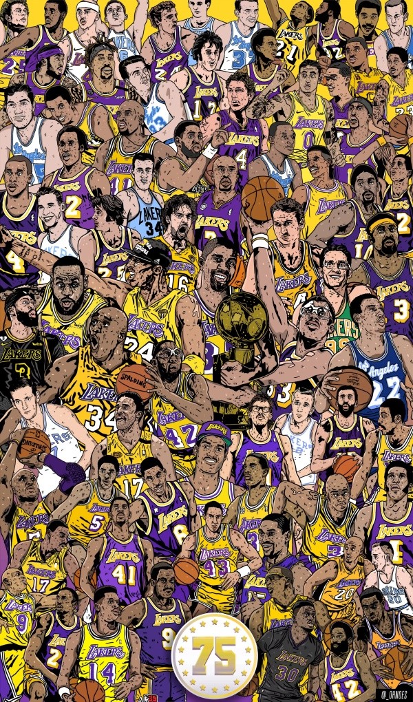 El afiche de los 75 mejores en la historia de Lakers (Los Angeles Times)
