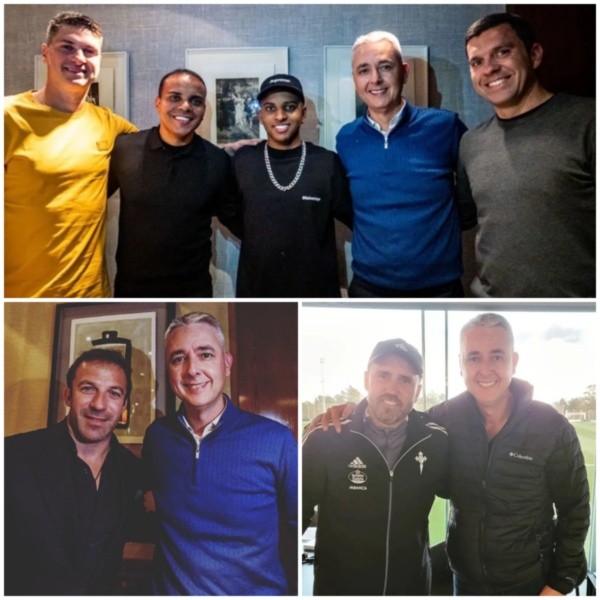 Tiago Nunes, nuevo técnico de Sporting Cristal, posa junto a Rodrygo, crack del Real Madrid, Alessandro del Piero, campeón del mundo con Italia y Eduardo Coudet, extécnico argentino del Celta de Vigo. (Foto: Instagram Tiago Nunes)