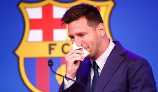 Lionel Messi en su despedida del Barcelona: Getty