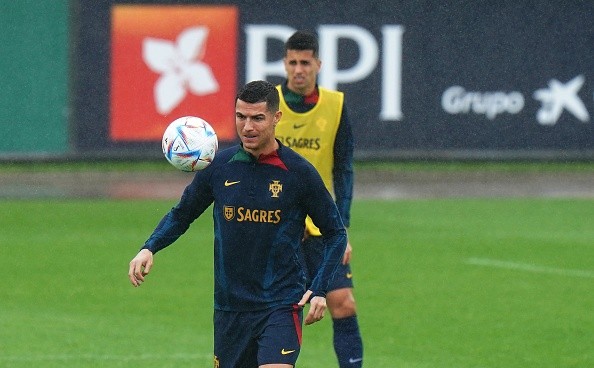 Cristiano Ronaldo en entrenamiento con Portugal. Getty.