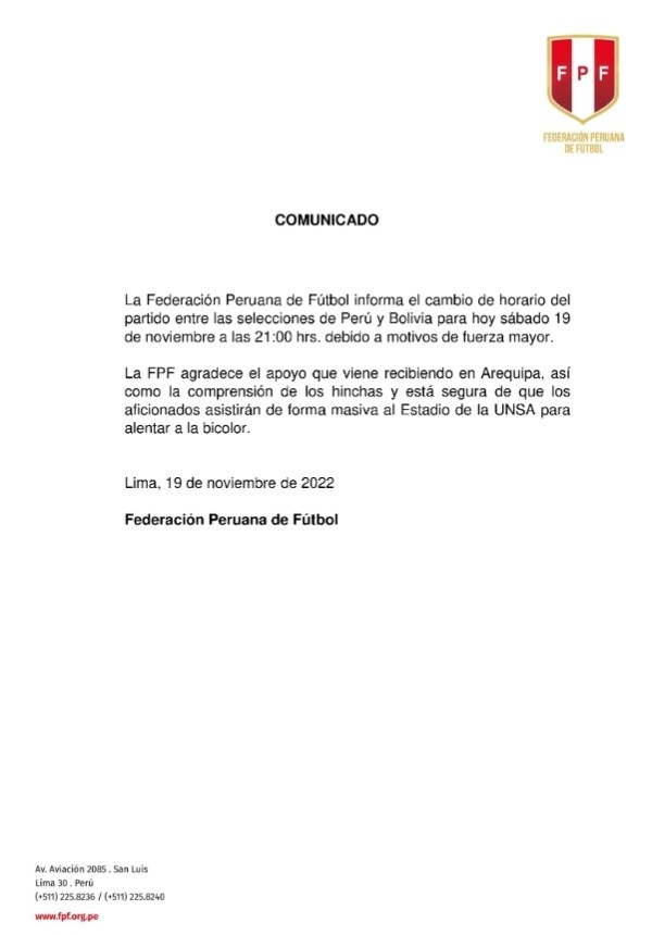 Perú vs Bolivia cambió de horario. (Foto: Selección Peruana)