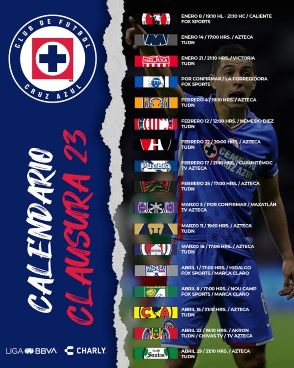 La Liga MX calendario personalizado del Clausura 2023 la Máquina de Cruz Azul