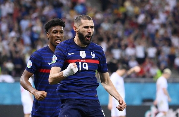 Benzema en partido con Francia. Getty.