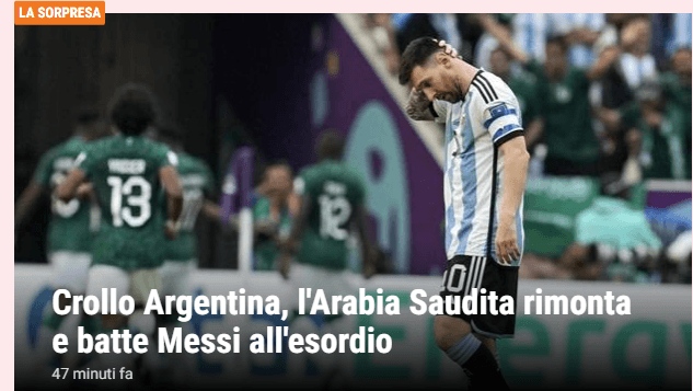 Argentina collapses, Saudi Arabia comes back and beats Messi in the debut. La Gazzetta dello Sport – Italy