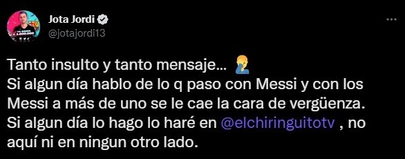 El polémico tuit de Jota Jordi sobre Messi