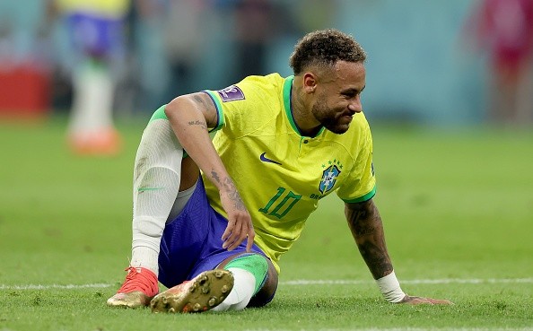 Neymar con Brasil al momento de la lesión. Getty.