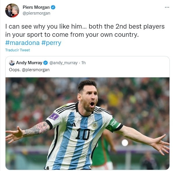 La fuerte respuesta de Morgan a Murray. Getty.