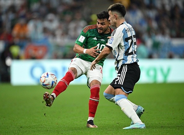Acción de juego entre México y Argentina. Getty.