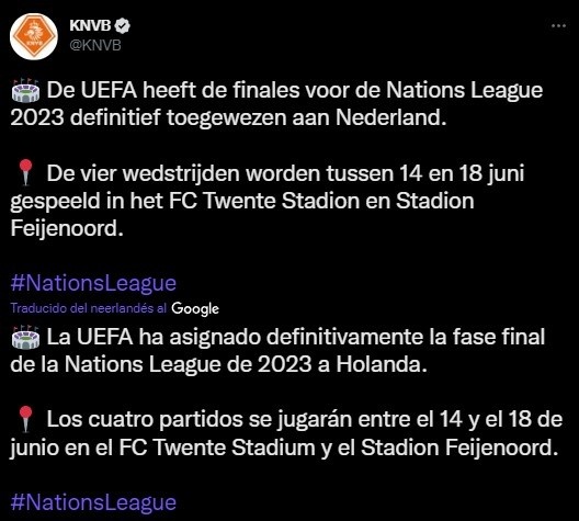 El anuncio de la sede de la Final Four de la Nations League