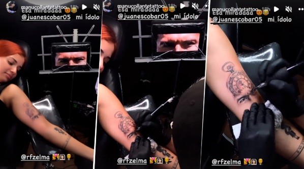 Así luce el tatuaje de Juan Escobar en el brazo de su esposa. (Foto: @manucollantetatto)