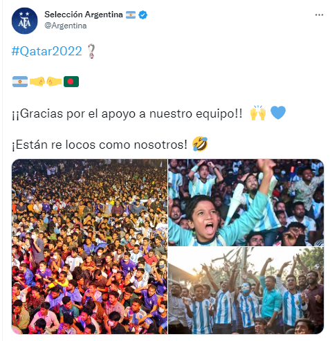 El tuit de la Selección Argentina por los festejos en Bangladesh.