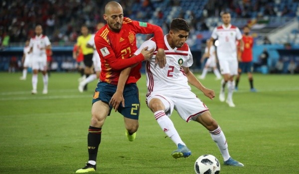 Achraf Hakimi vs. España en Rusia 2018: Getty