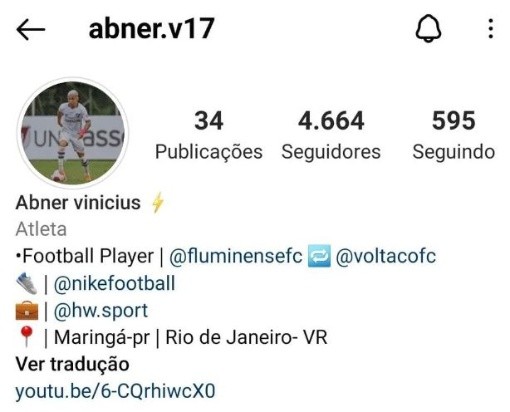 Abner indicou seu destino em sua rede social - Foto: Reprodução do perfil do jogador no Instagram
