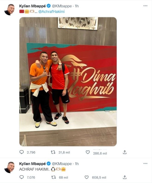 Kylian Mbappe and Achraf Hakimi