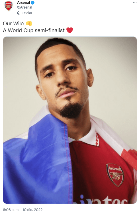 Fuente: Twitter Oficial Arsenal (@Arsenal)