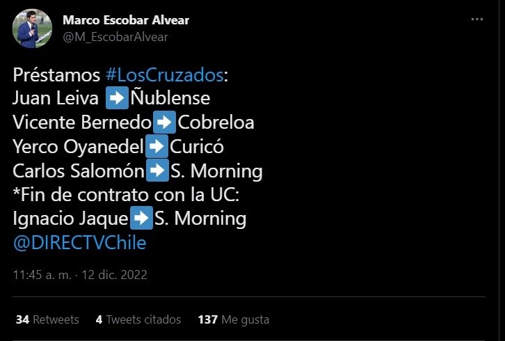 Marco Escobar Universidad Católica Jugadores préstamos