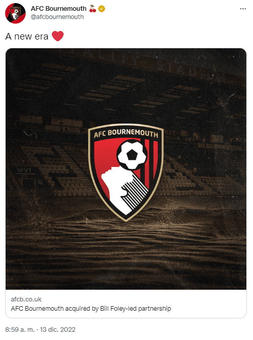 Fuente: Twitter Oficial Bournemouth (@afcbournemouth)