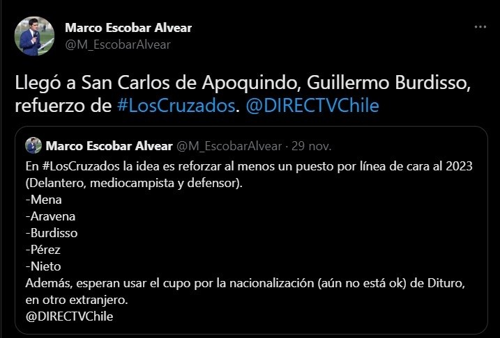 Guillermo Burdisso Marco Escobar Alvear Universidad Católica