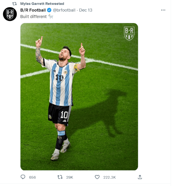 El RT de Garrett sobre Messi. (@flash_garrett en Twitter)