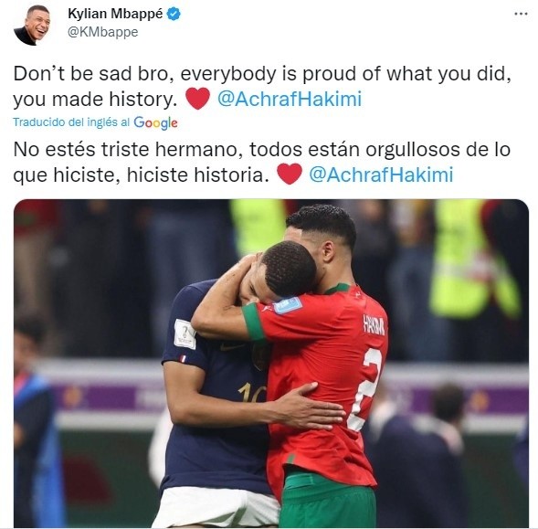 Mensaje de Mbappé. Twitter.