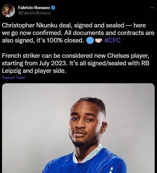 Nkunku y Chelsea, acuerdo cerrado para el fichaje (Twitter @FabrizioRomano)