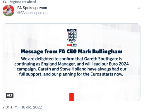 Fuente: Twitter FA (@FAspokesperson)
