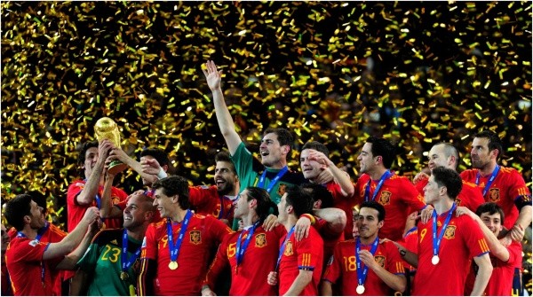 The Spain team celebrate winning the World Cup (Jamie McDonald/Getty Images)