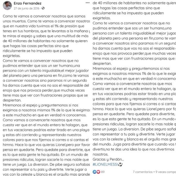 El posteo de Enzo Fernández dedicado a su ídolo, Lio Messi
