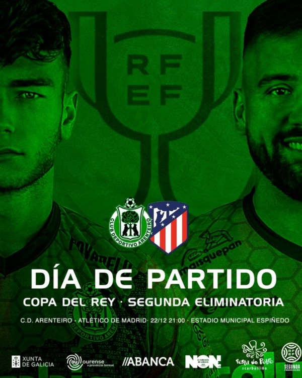 Así promociona el Arenteiro el duelo ante el Atlético de Madrid por la Copa del Rey. @CD_Arenteiro