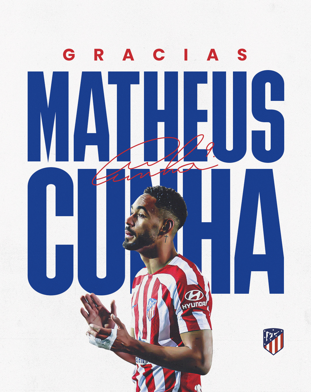 &quot;¡Gracias, Matheus, te deseamos mucha suerte en este nuevo reto profesional!&quot;, dijeron desde Atlético de Madrid (Twitter @Atleti)