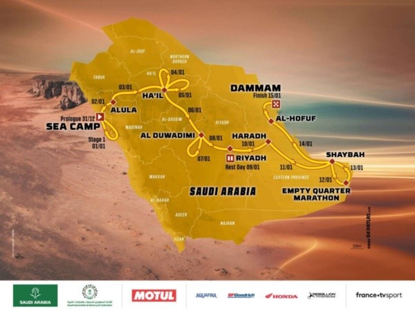 El mapa del Rally Dakar 2023 (Foto: Web Rally Dakar)