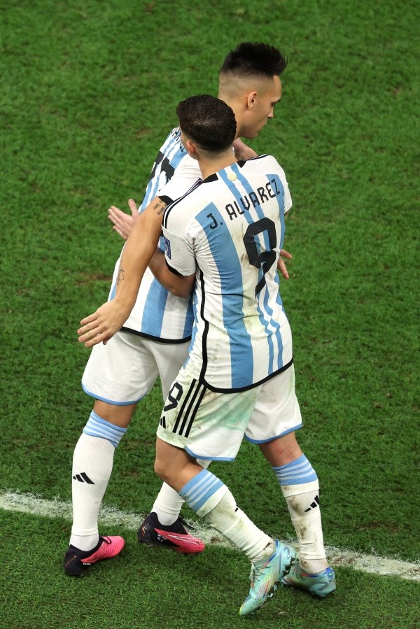 Lautaro Martínez alternó con Julián Álvarez durante el Mundial de Qatar 2022. Getty Images.