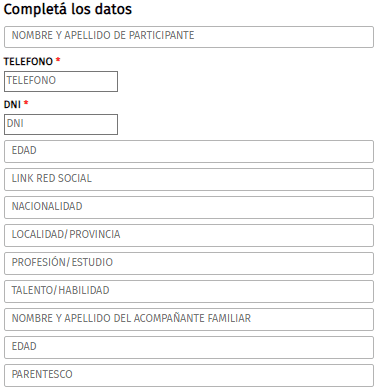 El formulario para anotarse.