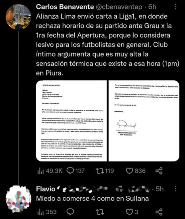 Captura Twitter // Recopilado de Líbero.pe