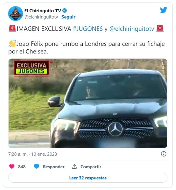 Joao Félix ya estaría en Londres para cerrar su fichaje con el Chelsea.